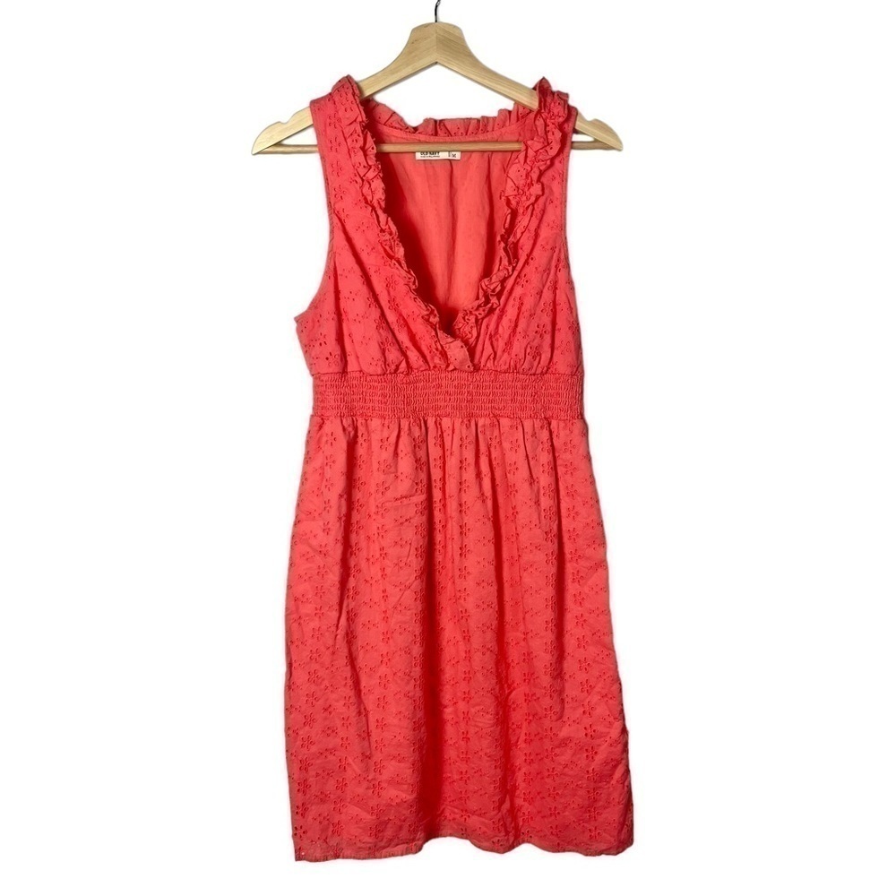 Old Navy Coral Eyelet Lace‎ Y2K Knee Length Dress M